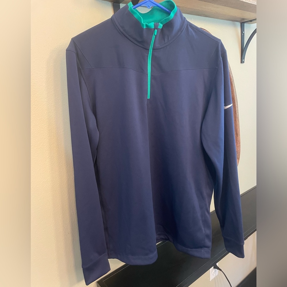 NWT Men’s Nike Dri-Fit Quarter-Zip Golf Shirt, Size M, Navy/Green, Long Sleeve